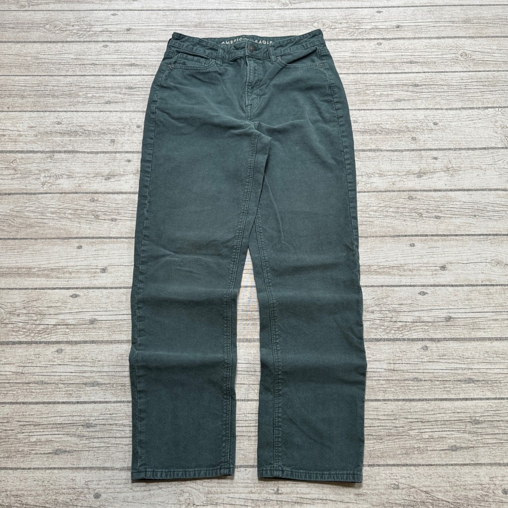 American Eagle Pants Women's 4 Forest Green Stretch Straight Corduroy Trousers